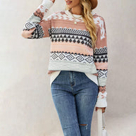Damen Strickpullover mit geometrischem Muster WW