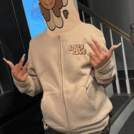 Damen sportlicher Kapuzenpullover mit fröhlichem Blumenmotiv WW