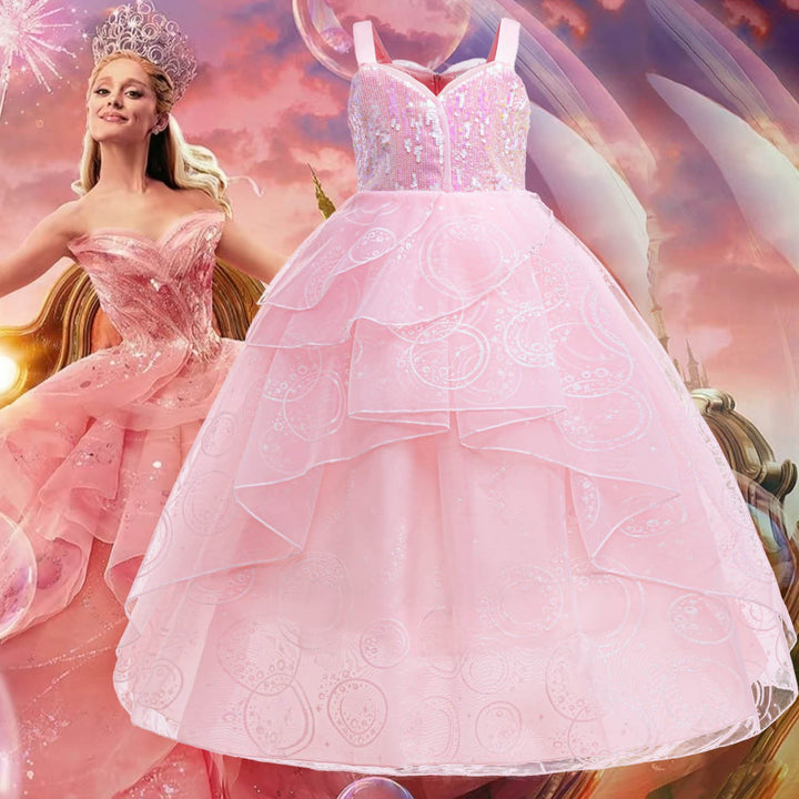 Glinda Cosplay Kleid – Rosa Prinzessinnenballkleid für Mädchen (Hochzeit, Bühne) W&W Mode