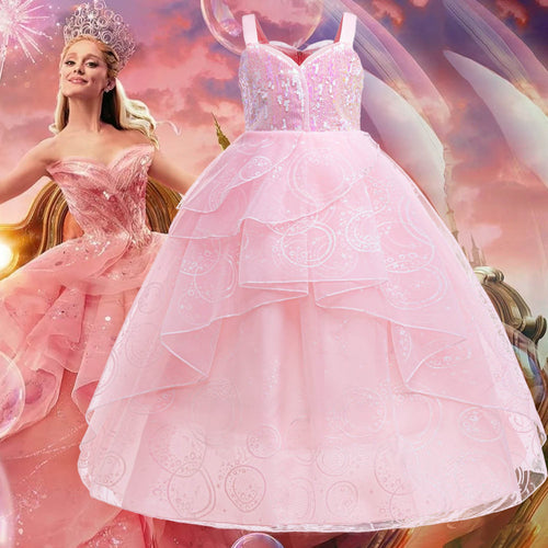 Glinda Cosplay Kleid – Rosa Prinzessinnenballkleid für Mädchen (Hochzeit, Bühne) W&W Mode