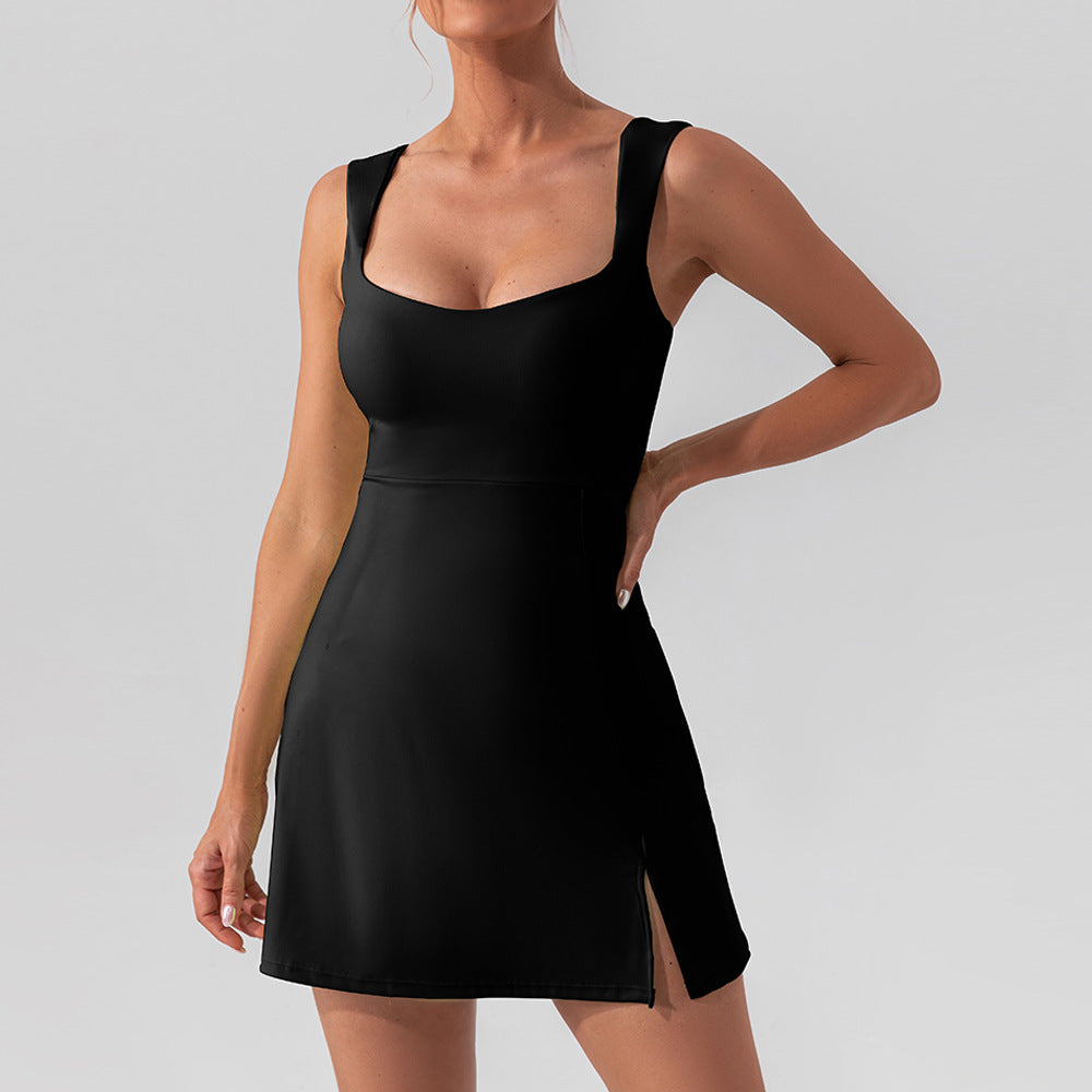 W&W | Hosenträger einfarbig Yoga Tennisrock leichtes Sportkleid