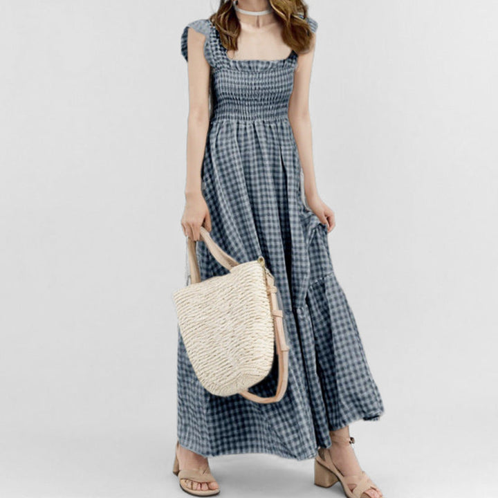 Damen Maxikleid mit elastischer Taille und Rüschendetails W&W Mode