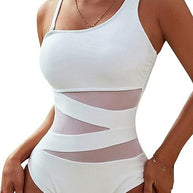 Damen Sportlicher Badeanzug mit einzigartigen Mesh-Einsätzen WW