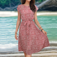 Damen Midikleid mit asymmetrischem Schnitt und modischem Bindegürtel WW