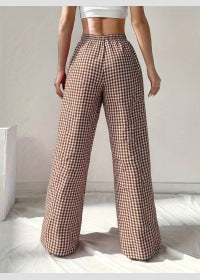 Damen Weite Karohose mit elastischem Bund und schickem Schnitt WW