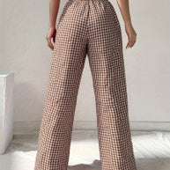 Damen Weite Karohose mit elastischem Bund und schickem Schnitt WW