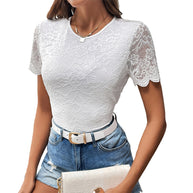 Damen Spitzenbodysuit mit elegantem Kurzarmdesign und raffinierten Details WW