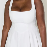 Midi-Kleid mit Hoher Taille und Quadrat-Ausschnitt