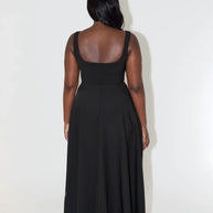 Midi-Kleid mit Hoher Taille und Quadrat-Ausschnitt