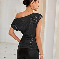 WW | One Shoulder Glitter Top