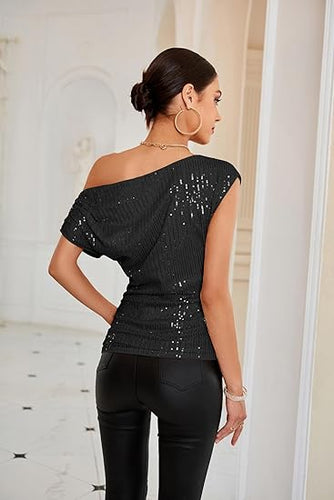 WW | One Shoulder Glitter Top