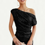 WW | One Shoulder Glitter Top