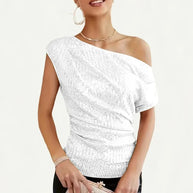 WW | One Shoulder Glitter Top