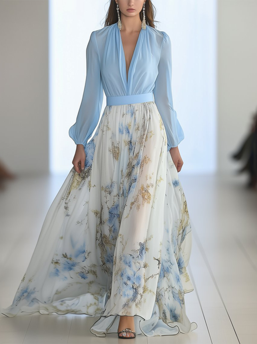 WW | Schillerndes Maxikleid Mit Blumendruck
