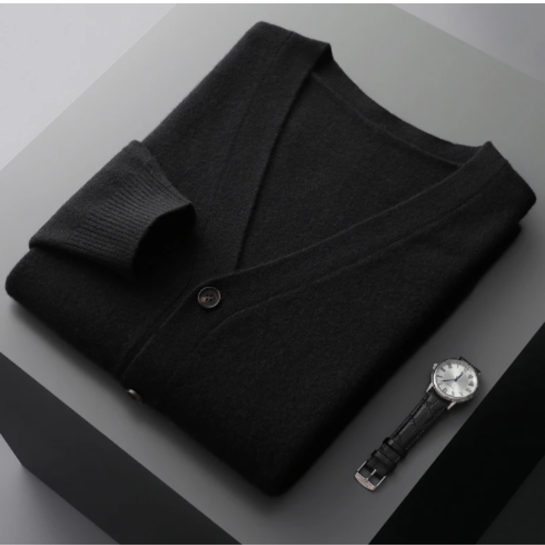 WW | Cashmere Strickjacke V-ausschnitt Knopfverschluss Weicher Leichter Strick