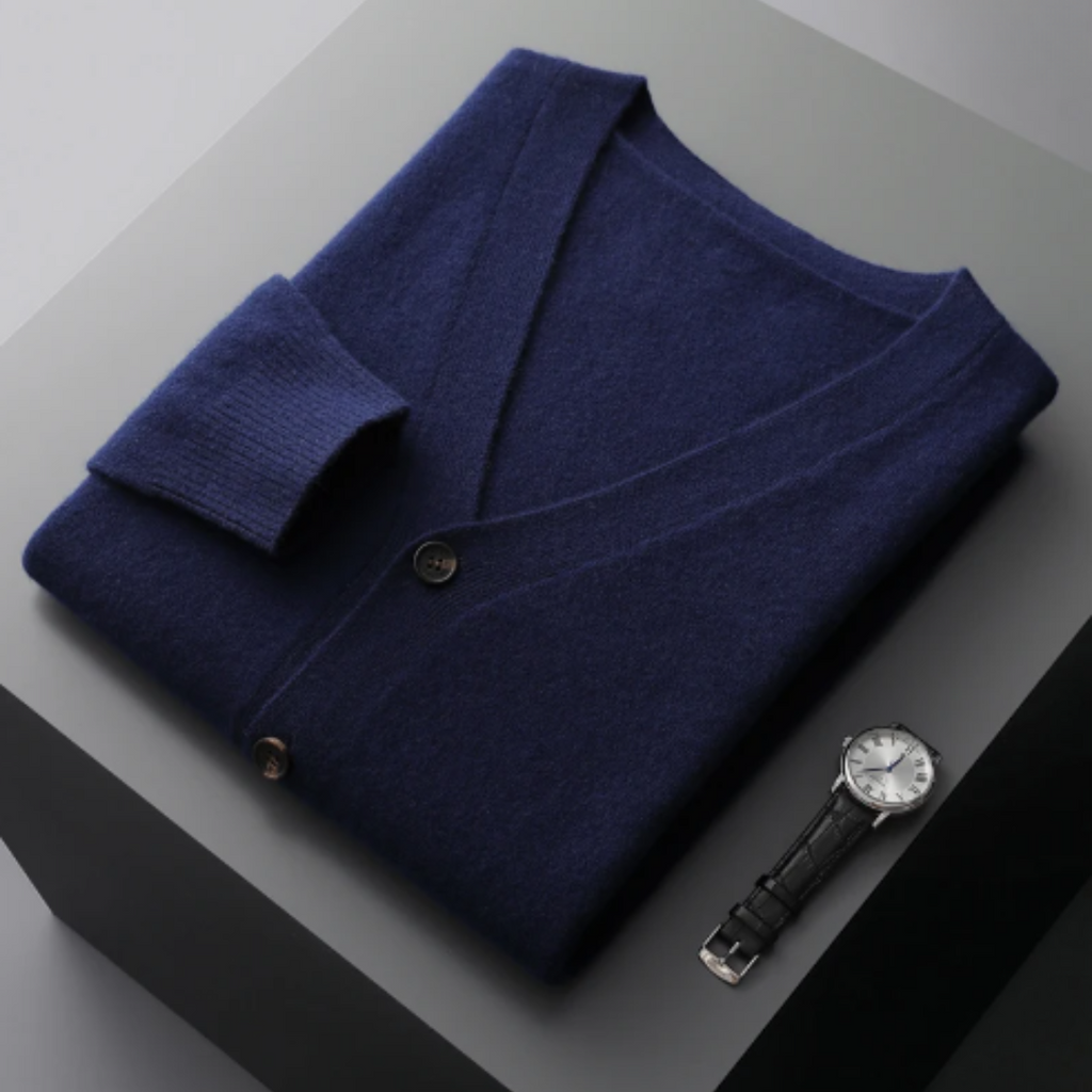 WW | Cashmere Strickjacke V-ausschnitt Knopfverschluss Weicher Leichter Strick