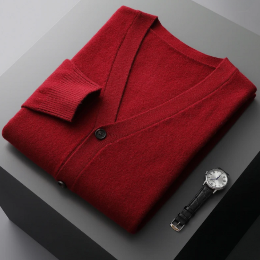 WW | Cashmere Strickjacke V-ausschnitt Knopfverschluss Weicher Leichter Strick