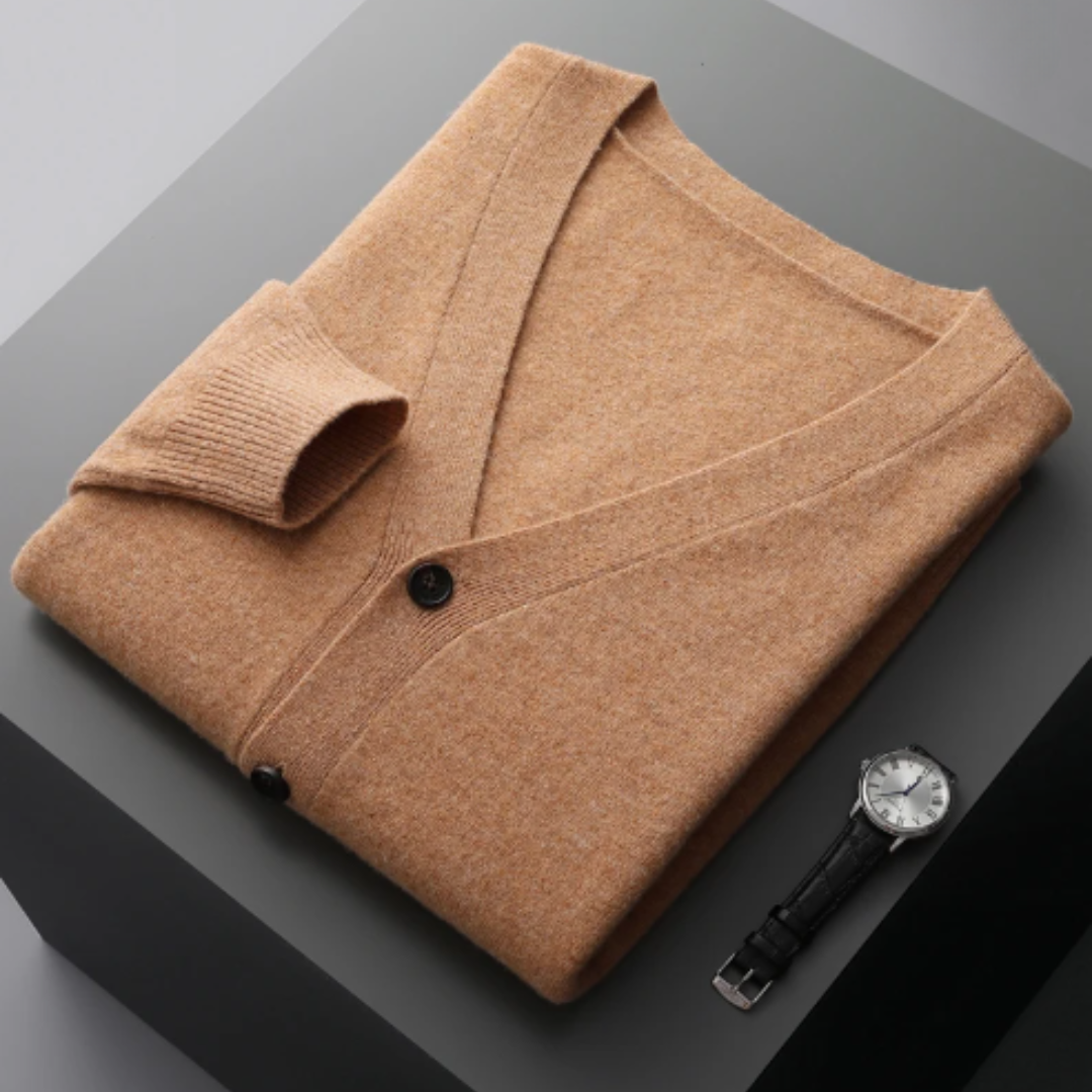 W&W Mode | Cashmere Strickjacke V-ausschnitt Knopfverschluss Weicher Leichter Strick