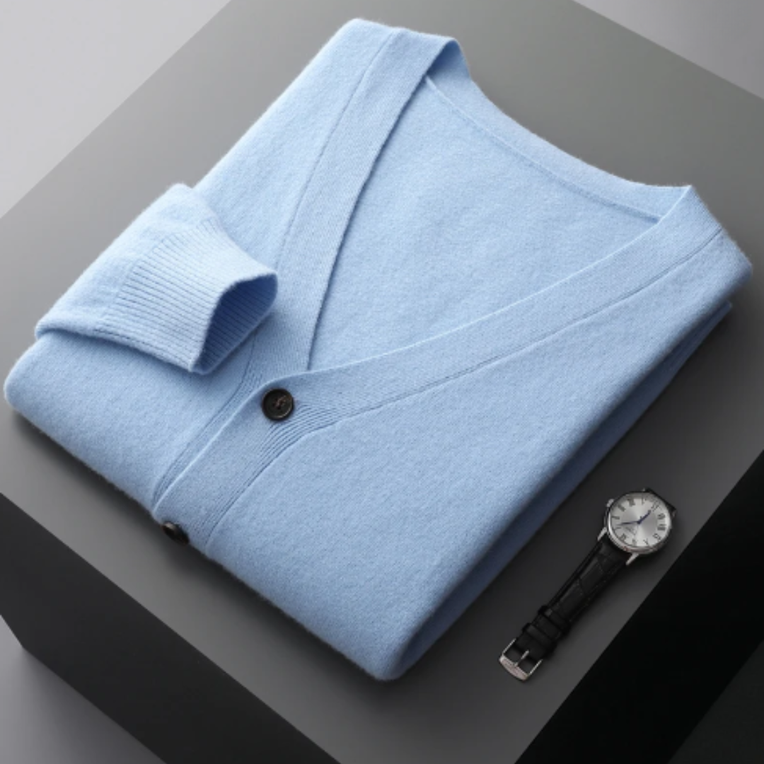 W&W Mode | Cashmere Strickjacke V-ausschnitt Knopfverschluss Weicher Leichter Strick