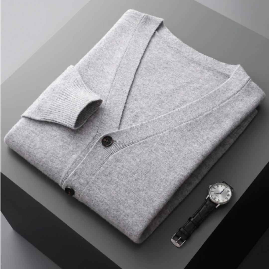 WW | Cashmere Strickjacke V-ausschnitt Knopfverschluss Weicher Leichter Strick