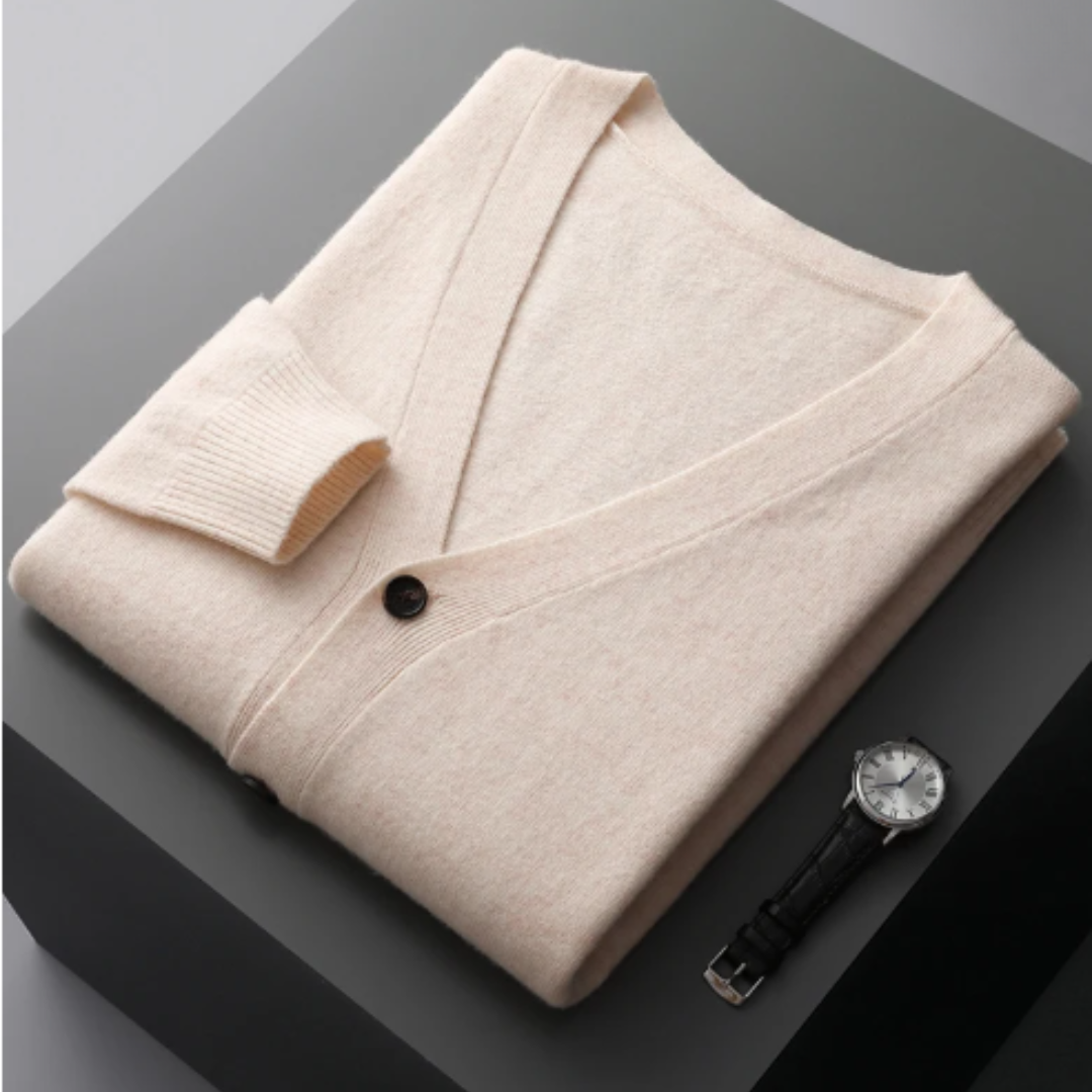 W&W Mode | Cashmere Strickjacke V-ausschnitt Knopfverschluss Weicher Leichter Strick