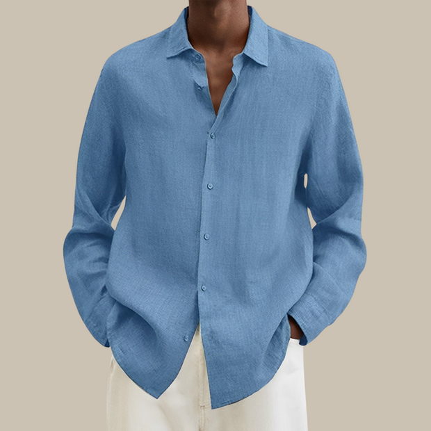 WW | Stilvolles Leinen Herrenhemd Mit Langen Ärmeln