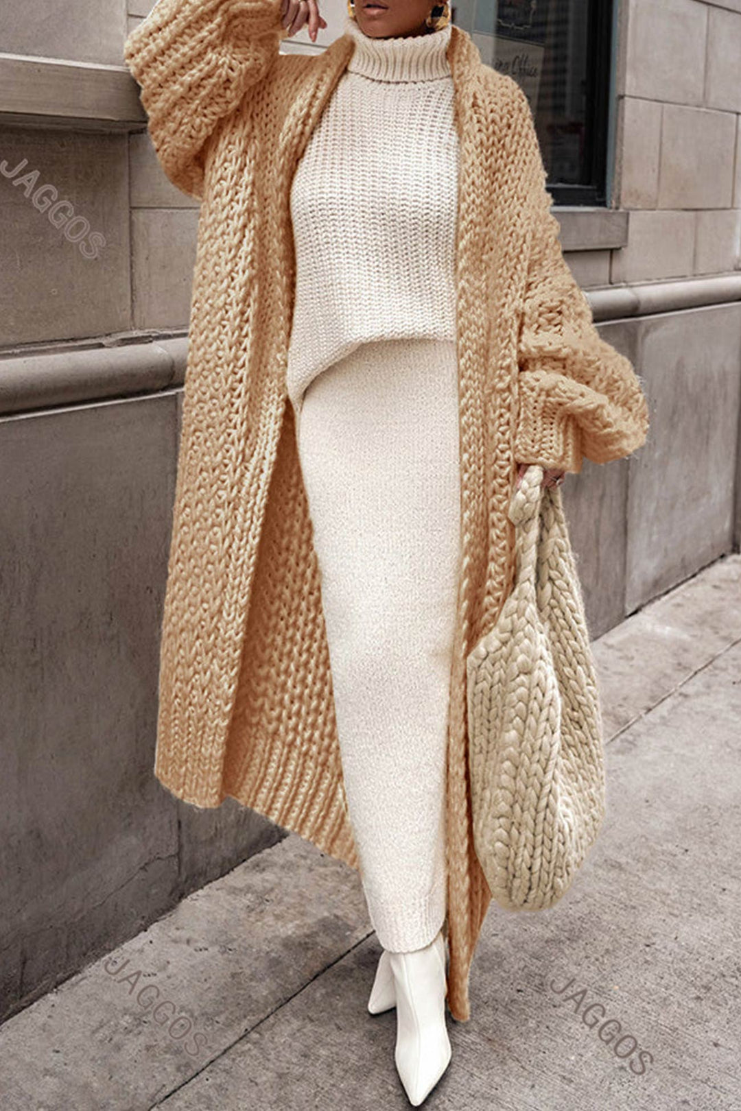 Damen grob gestrickte Strickjacke