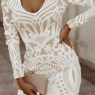 Noira™ – Figurbetontes Bodycon-Kleid mit V-Ausschnitt & Musterstruktur