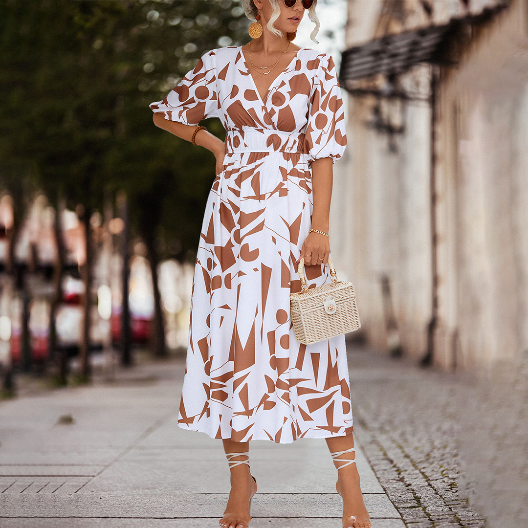 WW | Midikleid Mit V-Ausschnitt Für Frauen