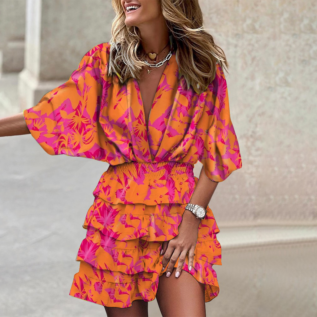 WW | Tropisches Wickelminikleid