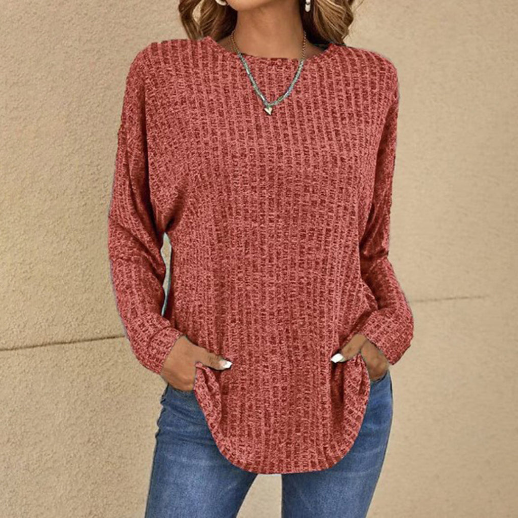 WW | Pullover - Damen - Einfarbig, Rundhals - Lange Ärmel - Dünn, Elegante Bluse - Neue Kollektion
