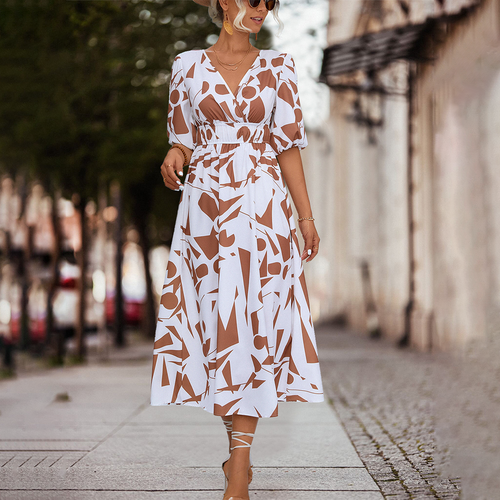 WW | Midikleid Mit V-Ausschnitt Für Frauen