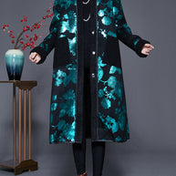 WW | Grüner Druck Dicke Fleece Wolle Gefütterte Mäntel Winter