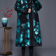 WW | Grüner Druck Dicke Fleece Wolle Gefütterte Mäntel Winter