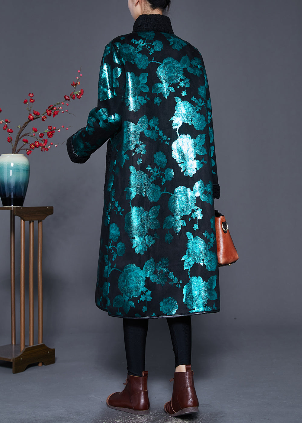 WW | Grüner Druck Dicke Fleece Wolle Gefütterte Mäntel Winter