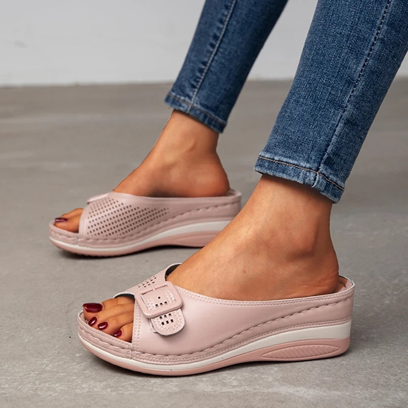 Wolff | Hausschuhe Damen Slip On Ergonomisch Keilsandalen Sommerschuhe