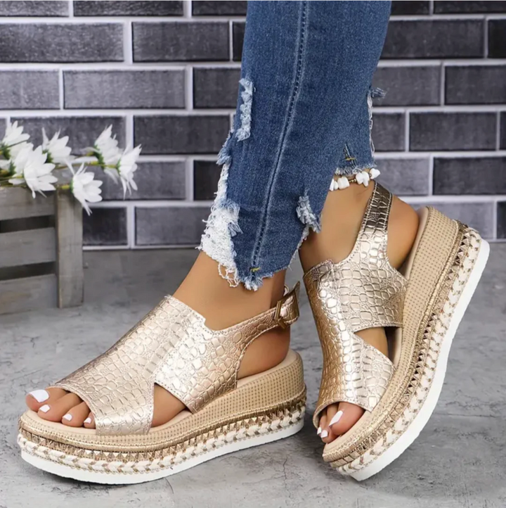 W&W Mode | Sandalen Damen Sandalen mit verstellbarem Riemen und offener Spitze
