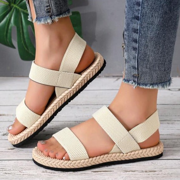 W&W Mode | Sandalen Flach Elastische Riemen Sommerschuhe Damen Sandalen