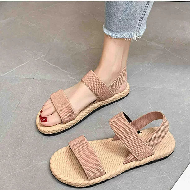WW | Sandalen Flach Elastische Riemen Sommerschuhe Damen Sandalen