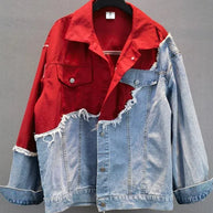 inspirierte Jeans-Patchwork-Jacke