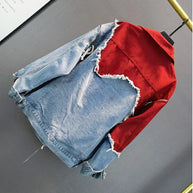 inspirierte Jeans-Patchwork-Jacke