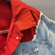 inspirierte Jeans-Patchwork-Jacke