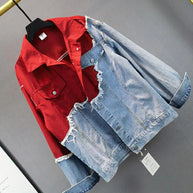 inspirierte Jeans-Patchwork-Jacke