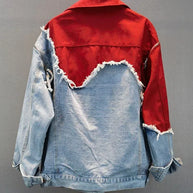 inspirierte Jeans-Patchwork-Jacke