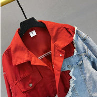 inspirierte Jeans-Patchwork-Jacke