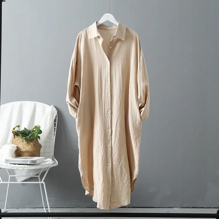W&W Mode | Langärmliges Leinenkleid Damenbekleidung
