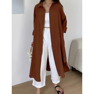 WW | Langärmliges Leinenkleid Damenbekleidung