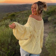 WW | Pullover Lockere Passform Grob gestrickt Strickpullover Damenbekleidung