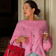 WW | Pullover Lockere Passform Grob gestrickt Strickpullover Damenbekleidung