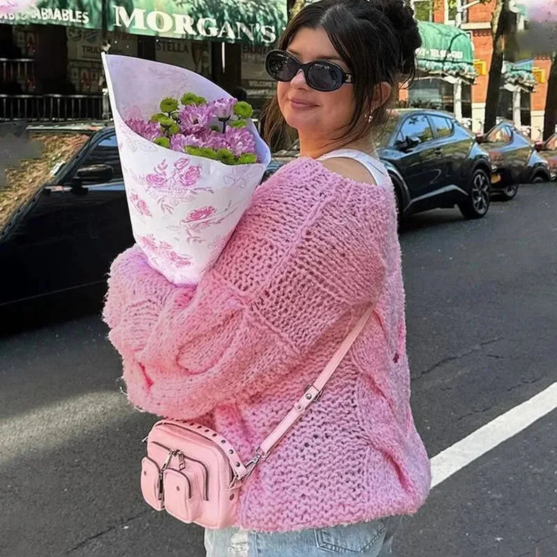 WW | Pullover Lockere Passform Grob gestrickt Strickpullover Damenbekleidung